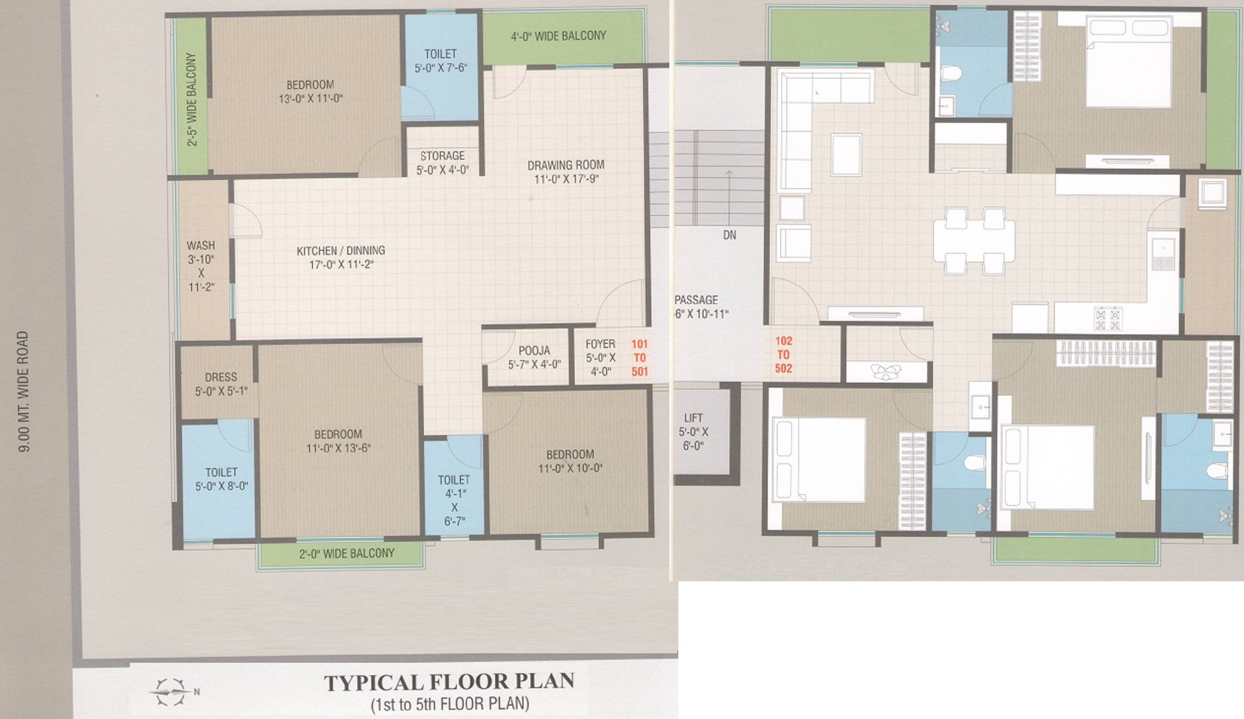 CR/3974 3 BHK Flat For Sale in Vasna-Bhayli Road, Vadodara.