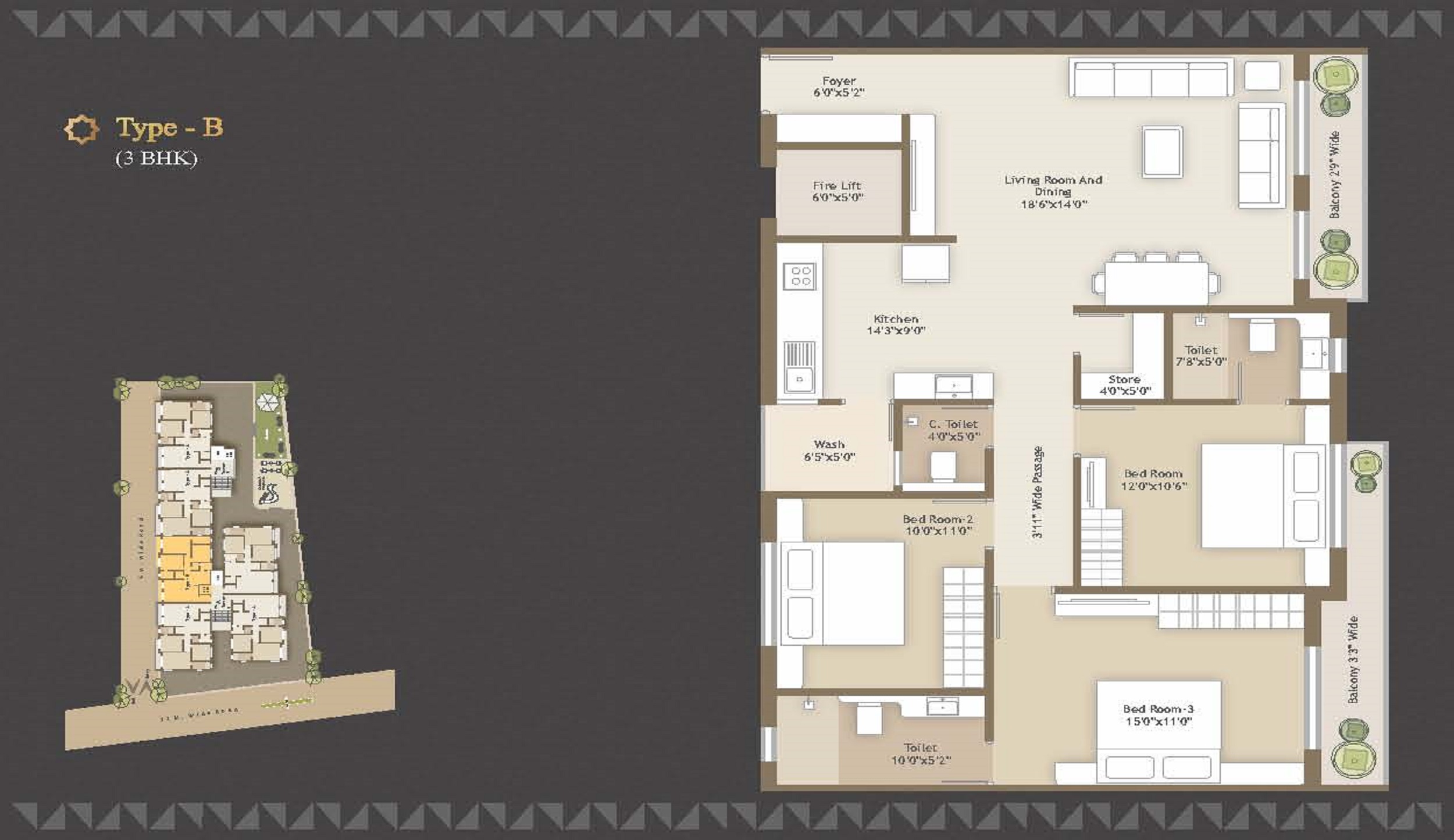 CR/3838 3 BHK Flat For Sale in Vasna road, Vadodara.