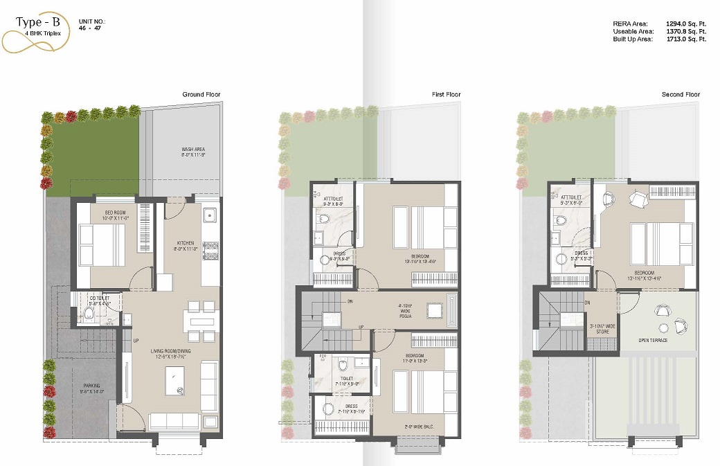CR/4220B  4 BHk Triplex For Sale in Kalali, Vadodara.