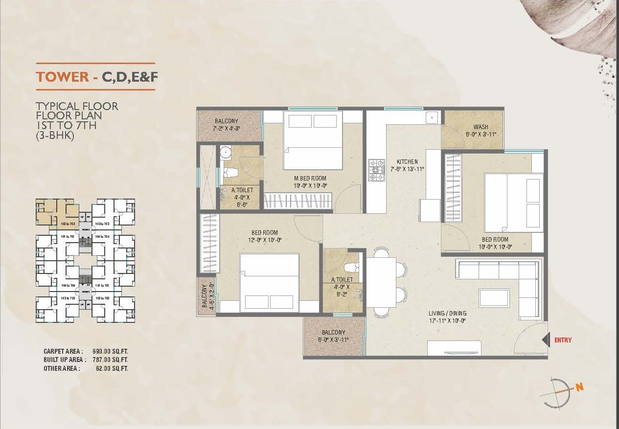 BR/1510A 3BHK Flat for Sale in Tarsali, Vadodara
