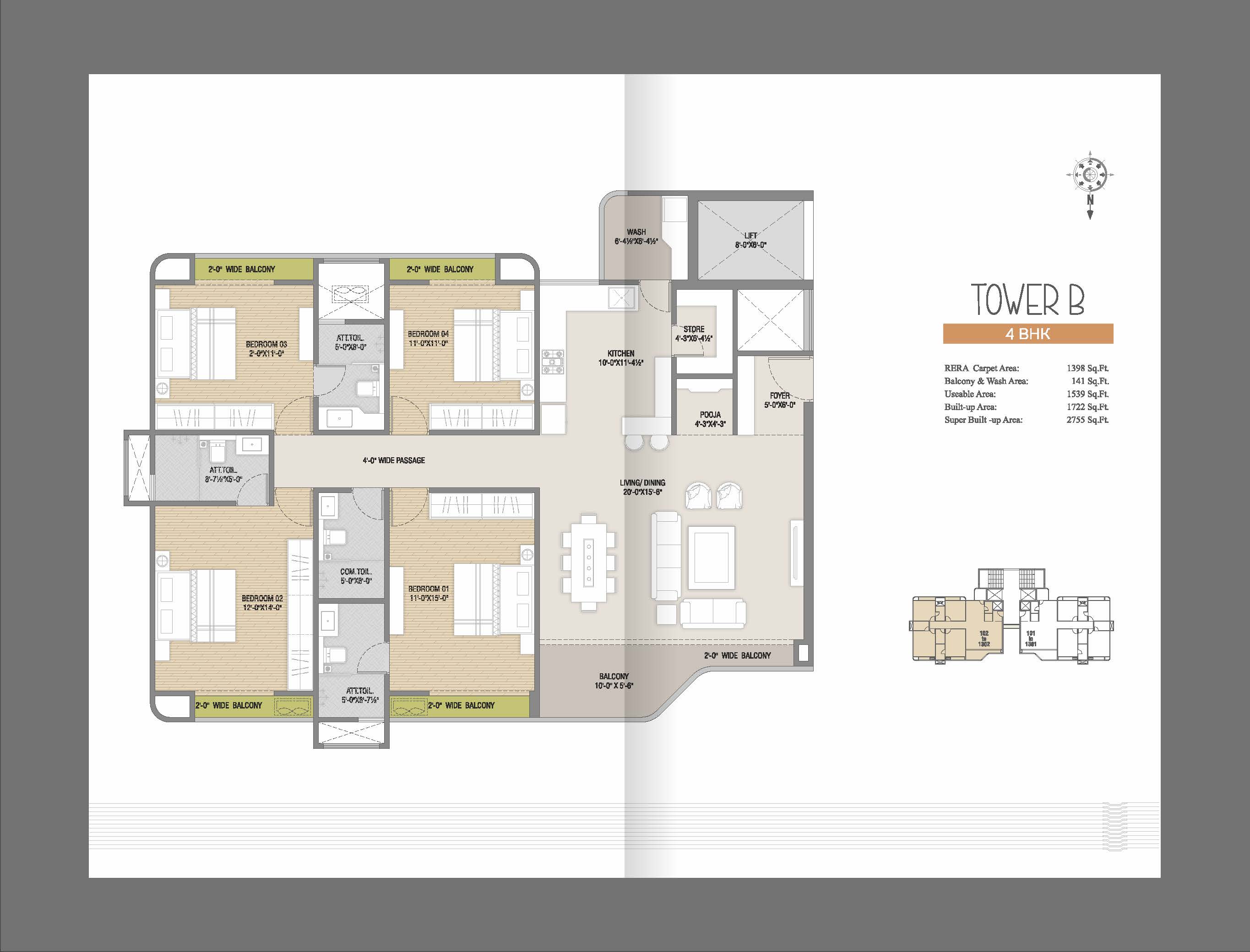 CR/3790 4 BHK Flat For Sale in Vasna-Bhayli Road, Vadodara.