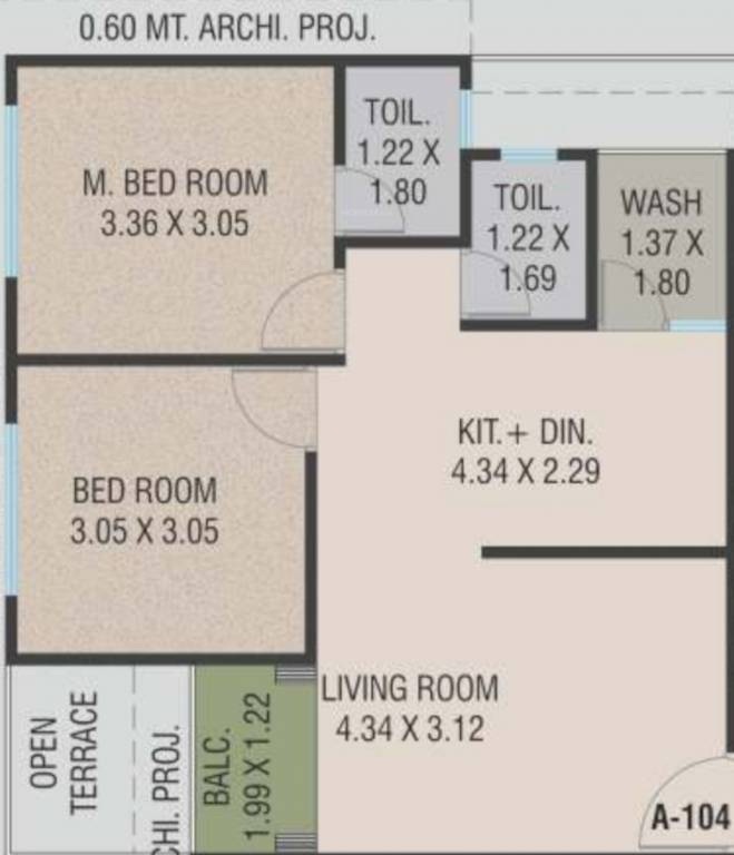 DR/1923  2 BHK Flat For Sale in Gotri, Vadodara.