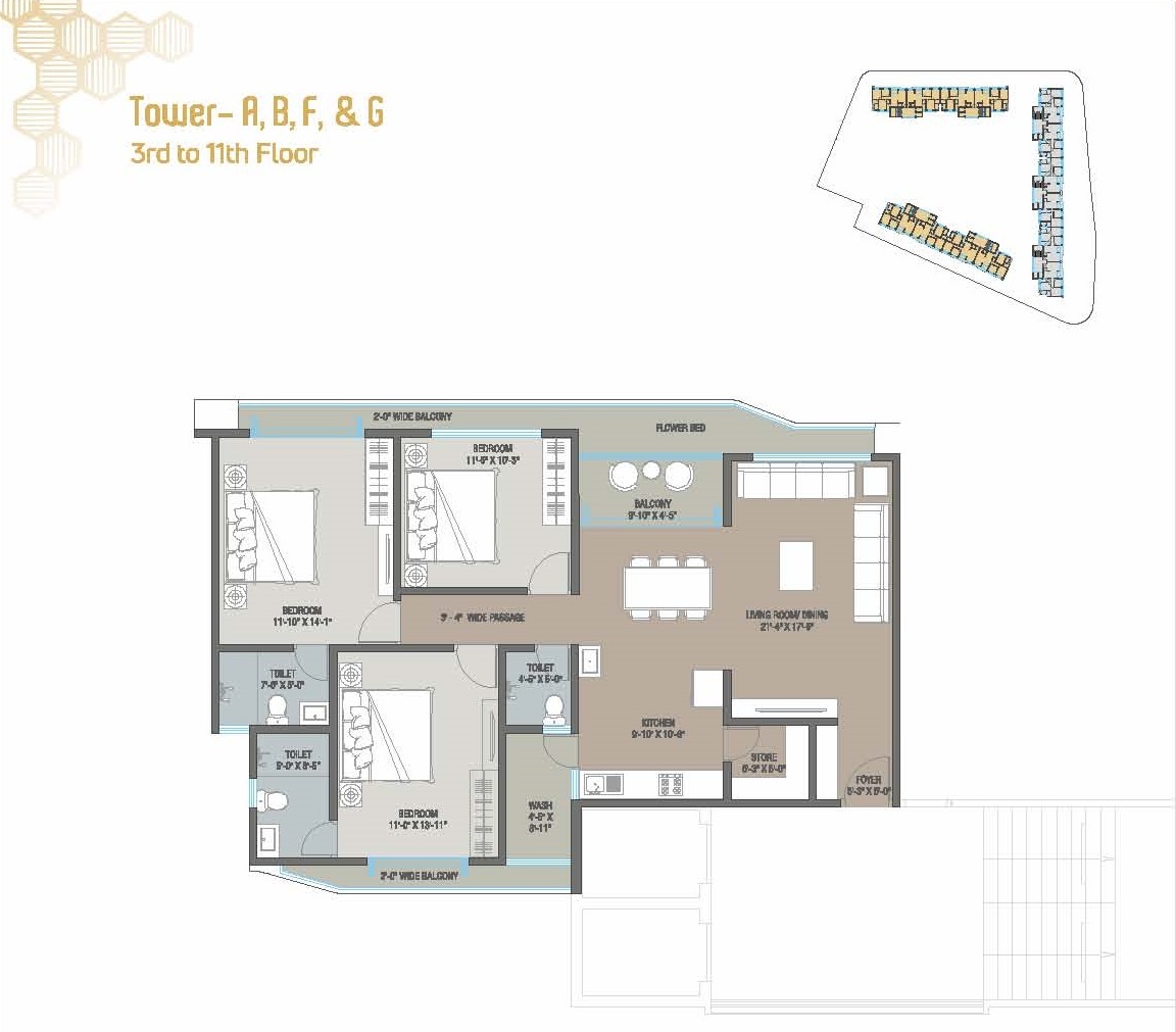 DR/2095  3 BHK Flat For Sale in Gotri, Vadodara.