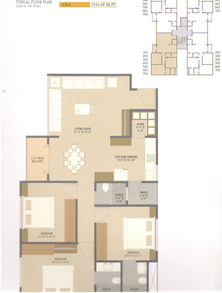 CR/2823 3 BHK Flat For Sale in Vasna-Bhayli Road, Vadodara.