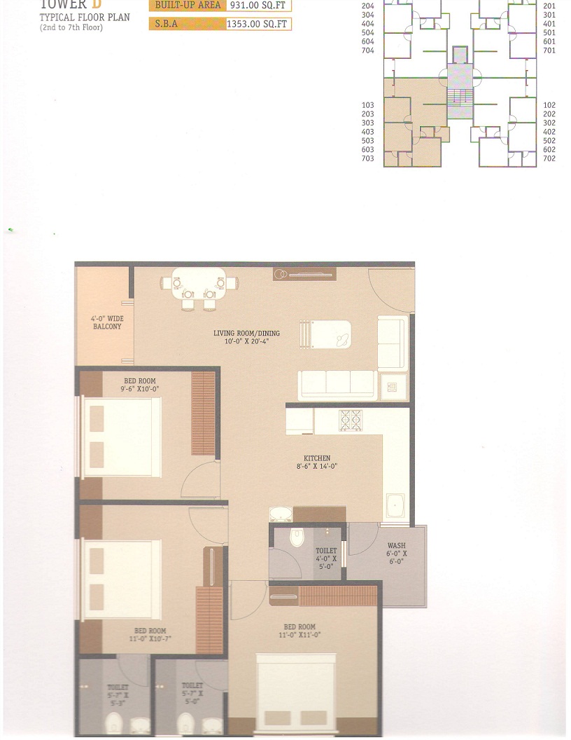 CR/2823 3 BHK Flat For Sale in Vasna-Bhayli Road, Vadodara.